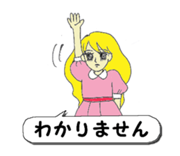 A girl reading in monotone when talks. sticker #8486331