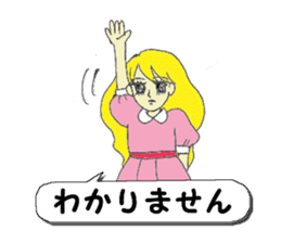 A girl reading in monotone when talks. sticker #8486331