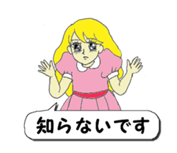 A girl reading in monotone when talks. sticker #8486332