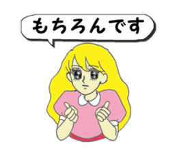 A girl reading in monotone when talks. sticker #8486333