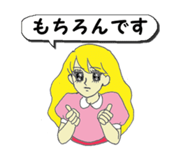 A girl reading in monotone when talks. sticker #8486333