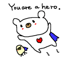 English Simple white bear sticker sticker #8492386