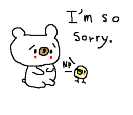 English Simple white bear sticker sticker #8492388