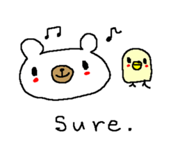 English Simple white bear sticker sticker #8492401