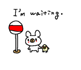 English Simple white bear sticker sticker #8492406