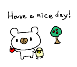 English Simple white bear sticker sticker #8492414