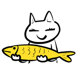 taro white cat sticker #8495915