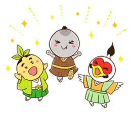 The three brothers in a samurai house sticker #8500182