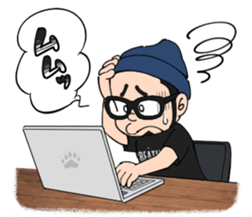 Hat , glasses , beard , chubby man sticker #8513830