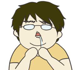 My dear husband and cat. sticker #8532966