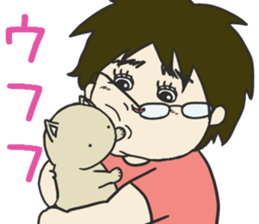 My dear husband and cat. sticker #8533001