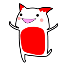 Cute cat red and white sticker #8544933