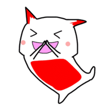 Cute cat red and white sticker #8544945