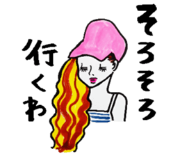 Flashy female sticker of a Kansai accent sticker #8578856