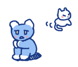 Blue teddy bear and white cat sticker #8581707