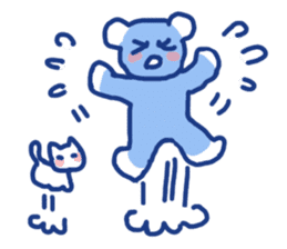 Blue teddy bear and white cat sticker #8581708