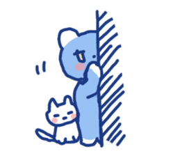 Blue teddy bear and white cat sticker #8581711