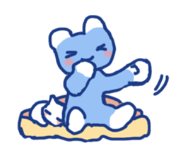 Blue teddy bear and white cat sticker #8581712