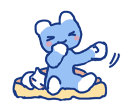 Blue teddy bear and white cat sticker #8581712