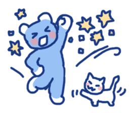 Blue teddy bear and white cat sticker #8581716