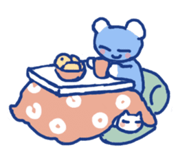 Blue teddy bear and white cat sticker #8581717