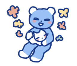 Blue teddy bear and white cat sticker #8581720