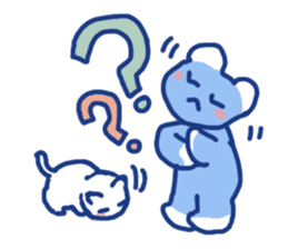 Blue teddy bear and white cat sticker #8581722
