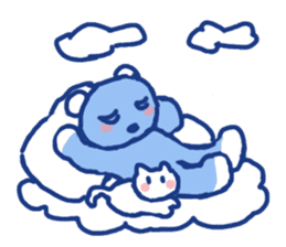 Blue teddy bear and white cat sticker #8581726