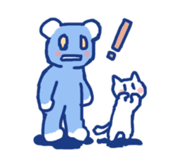Blue teddy bear and white cat sticker #8581728