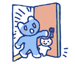 Blue teddy bear and white cat sticker #8581730