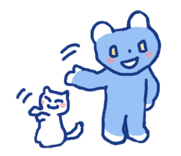 Blue teddy bear and white cat sticker #8581731