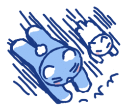 Blue teddy bear and white cat sticker #8581732