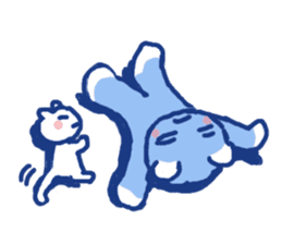 Blue teddy bear and white cat sticker #8581733