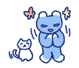 Blue teddy bear and white cat sticker #8581735