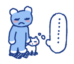 Blue teddy bear and white cat sticker #8581739