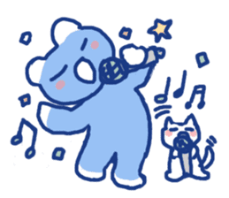 Blue teddy bear and white cat sticker #8581742