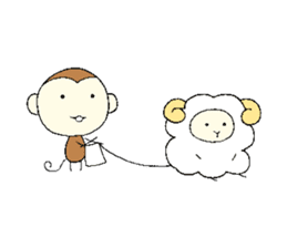 Sheep and monkey sticker #8583198