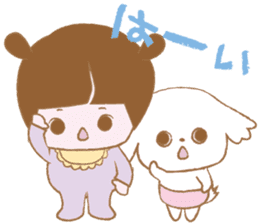 Pantsu dog NANA with baby Sana sticker #8611645