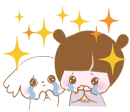 Pantsu dog NANA with baby Sana sticker #8611646