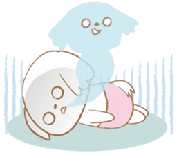 Pantsu dog NANA with baby Sana sticker #8611652