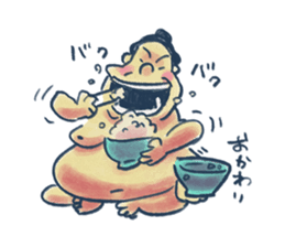 Sumo wrestler and Tortoiseshell cat sticker #8670042