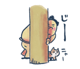 Sumo wrestler and Tortoiseshell cat sticker #8670056