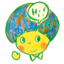 Mushroom cut and bob hair, color sticker #8678586