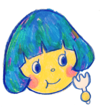 Mushroom cut and bob hair, color sticker #8678587