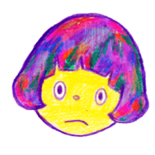 Mushroom cut and bob hair, color sticker #8678589