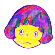 Mushroom cut and bob hair, color sticker #8678589