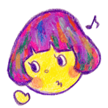 Mushroom cut and bob hair, color sticker #8678591