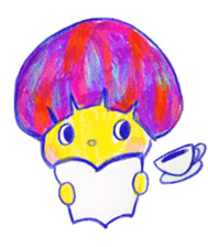 Mushroom cut and bob hair, color sticker #8678601