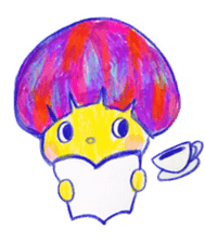 Mushroom cut and bob hair, color sticker #8678601