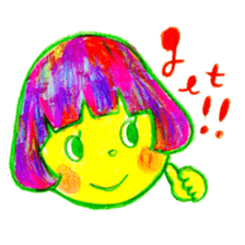 Mushroom cut and bob hair, color sticker #8678603
